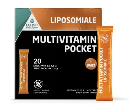 Liposomiale Multivitamin Pocket Integratore per Stanchezza e Affaticamento 20 Stick da 1,5 g